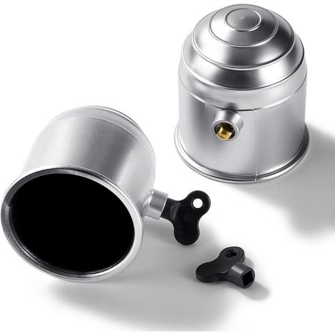 2 Housses de boule d'attelage universelles 50mm avec serrure, protection anti-corrosion argent (1/5)