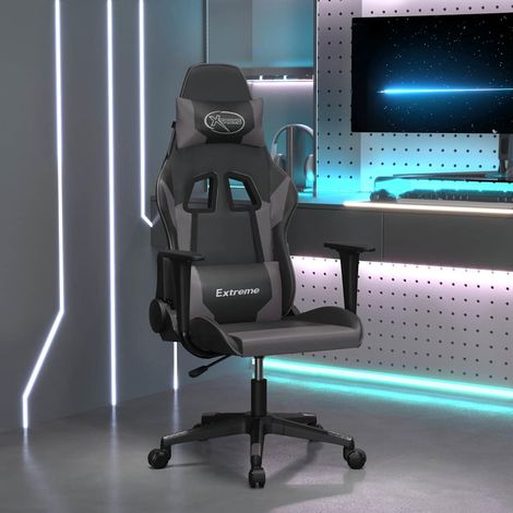 vidaXL Silla gaming cuero sintético negro y gris (1/5)