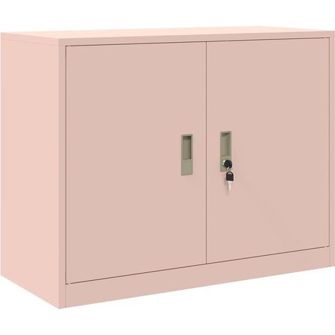 Armario de almacenamiento moderno con puertas con cerradura 90 x 40 x 70 cm de acero laminado en frío rosa 020054810 (1/5)