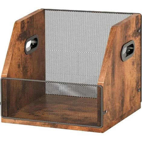 Boîte de rangement rétro en bois pour disques vinyles - Design en bois massif - 37 x 29 x 29 cm (1/5)