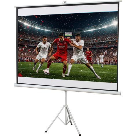 Écran de projection 4K HD de 100 pouces, format 4:3, trépied pliable, hauteur réglable, écran de projection portable, grand angle de 160°, pour la maison, le cinéma maison et l'extérieur, blanc (1/5)