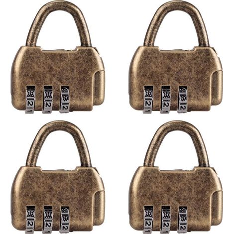 Lot de 4 mini cadenas à combinaison rétro pour journal intime, bagages, cadenas à code vintage (1/5)