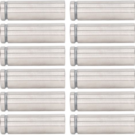 Kit 12 Fixations Publicitaires 19x60mm Acier Inoxydable Entretoises pour Panneau Signalétique Vitrine Cadre Photo Acrylique (1/5)
