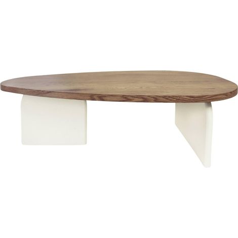table basse design bois naturel et blanc ambiance moderne - bois naturel et blanc mat (1/3)
