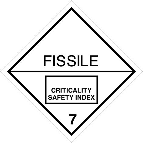 Étiquette ADR classe 7 matières fissiles 7E adhésive - Taille: 300x300 mm - Materiel: PVC