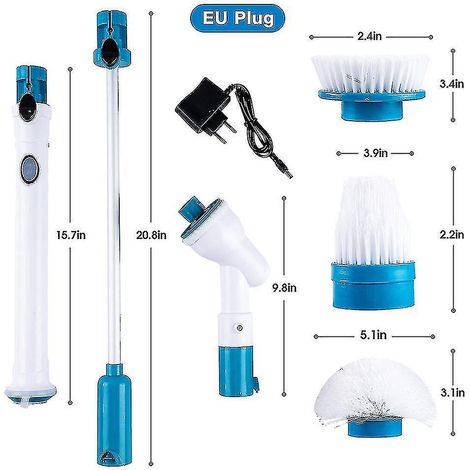 Verstellbare und wasserdichte elektrische Reinigungsbürste, kabellos und wiederaufladbar, Badezimmer- und Küchenwerkzeugset – EU-Stecker (1/4)