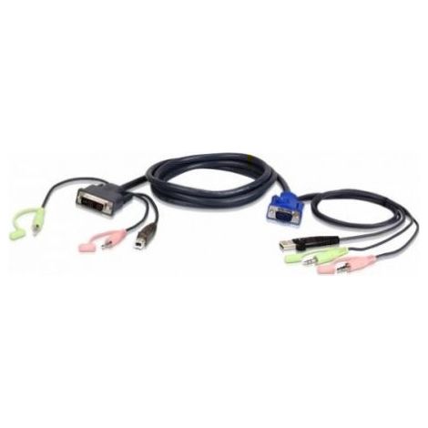 Aten Vga Usb To Dvi Kvm Cable 3m Cable Para Video, Teclado Y Ratón (kvm)
