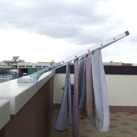 Stendibiancheria richiudibile per muretto, stendino per balconi in muratura alluminio anodizzato antiruggine -163 cm (1/5)