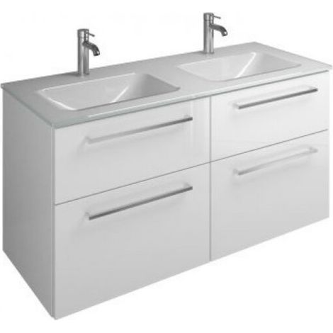 Lavabo en verre Burg Eqio + vasque en mélamine 615 x 1220 x 490 mm gris brillant/blanc GR0234 (1/2)