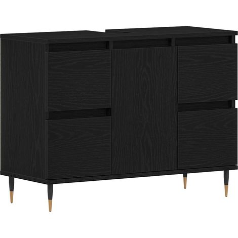 Maison Exclusive - Armadio per Lavabo da Bagno Rovere Nero 80 x 33 x 60 cm