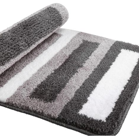 Tapis de Bain Antidérapant Cuisine Salle Moelleux Douche en Microfibre Douce Séchage x / argent) Rapide-40 60cm(Gris (1/4)