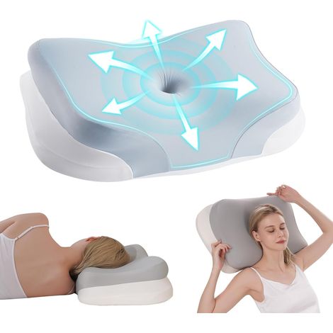 Oreiller en mousse à mémoire de forme 60 x 37 x 13/12 cm, convient pour les personnes dormant sur le côté, le dos et le ventre, coussin de sommeil ergonomique pour favoriser un sommeil de haute (1/5)