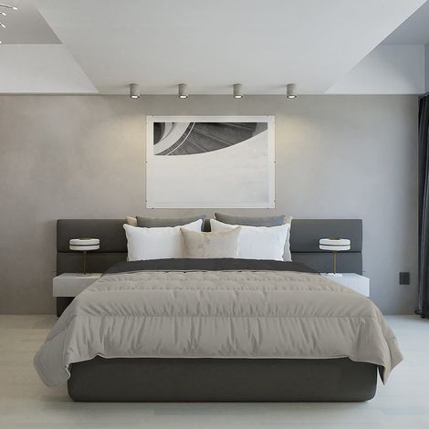 Couette, Tissu extérieur en Microfibre traitée Ignifuge + Rembourrage Polyester Auto-extinguible 100 g, Gris Clair/Gris foncé, 250 x 200 cm (1/5)