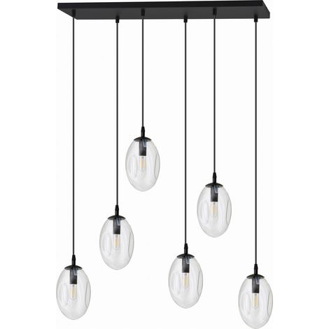 Lampadario Emibig Astral 6 luci E14 nero vetro chiaro (1/5)