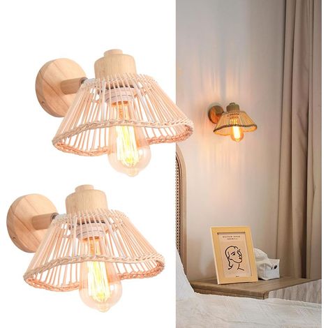 Lot de 2 appliques murales bohème abat-jour en fleur E27 couloir salon cuisine (1/5)