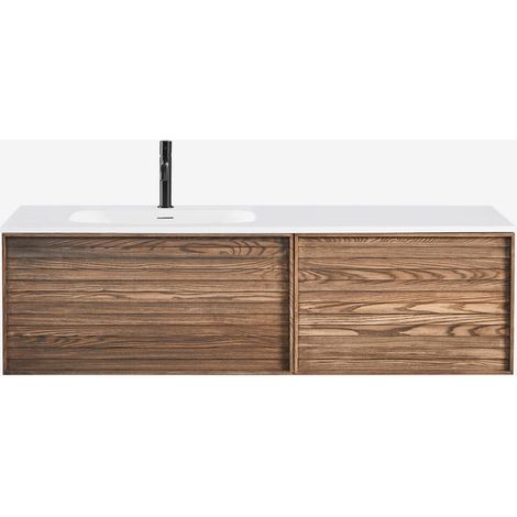 Set di mobile bagno sospeso 140x50 cm in legno con lavabo integrato Solea SKLUM            