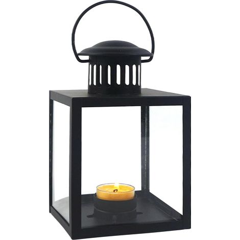 Lanterne Bougie Exterieur Noire - Métal Lanternes Outdoor Funéraire Cimetière Bougie Résistant Aux Intempéries Lanterne Jardin Extérieur Bougeoir Lumière du Vent Intérieur (1/5)