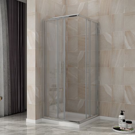 ELEGANT 760 x 800 mm Sliding Shower Door and Screen 6mm Safety Tempered Glass Corner Entry Shower Enclosure (1/5)