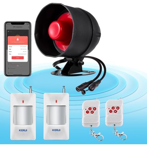 Système d'alarme WiFi 120 DB pour la sécurité de la Maison avec 2 détecteurs de Mouvement et télécommande pour abri de Jardin et Garage (1/5)