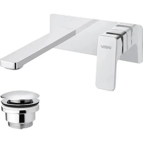 Mitigeur de lavabo mural avec bonde (bouchon) chromé