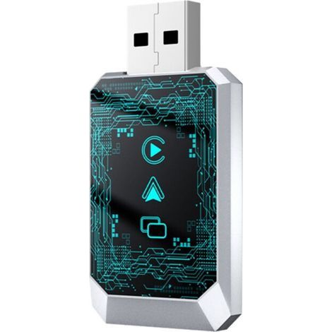 CarPlay sans fil 3-en-1 pour systèmes Android embarqués : boîtier CarPlay intelligent, adaptateur USB Plug and Play, compatible avec CarPlay filaire et sans fil. (1/3)