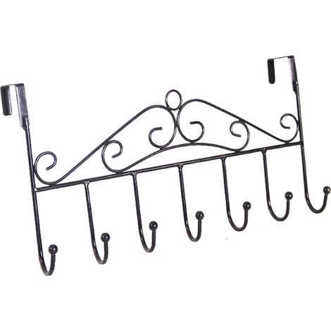 Porte-Objets Pour Porte - Porte-Crochet En Fonte De Fer - 7 Crochets - Pour Serviettes Manteaux Chapeaux Sacs - Usage Intérieur - 1 Pièce (1/5)