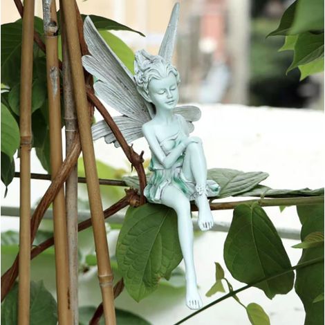 Sitting Fairy Garden Ornament, Sitting Fairy Sculpture, Fairy Statue Outdoor Garden, for Garden Character Ornament, Office Decoration, Home Decor Sculpture (1/4)