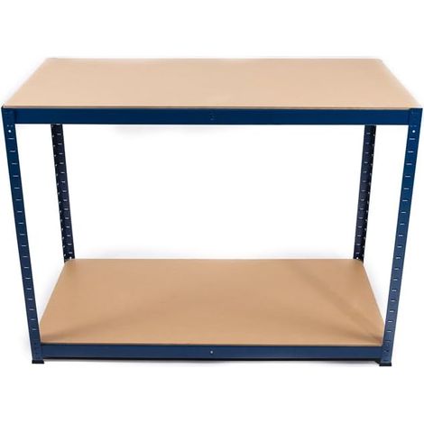 XONE Banco da lavoro a 2 ripiani blu Mercurio 120cm
