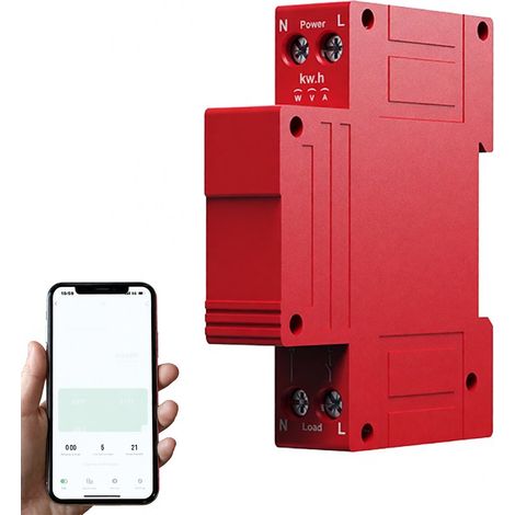 Interruptor automático inteligente Tuya WiFi 1P con pantalla digital, protección contra sobretensión y sobrecorriente, compatible con control por voz de Google.