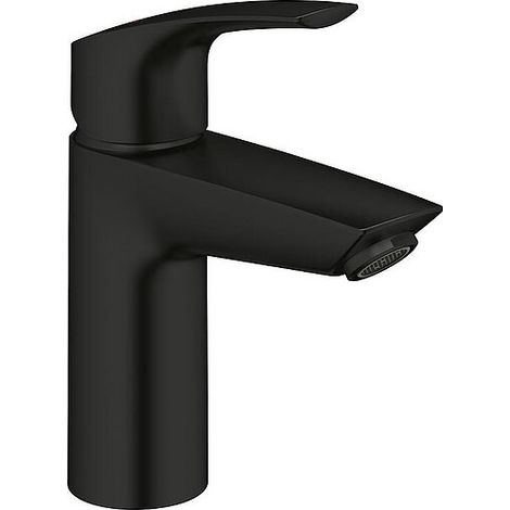 Waschtischmischer Grohe Eurosmart S-Size, Push-Open Ablaufgarnitur, Ausladung 109 mm, mit Zugstange, schwarz matt - 239222433 (1/3)