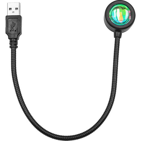 USB Coucher de Soleil Lampe Mini Coucher de Soleil Lampe de Projection 360 degrés Disponible pour Voiture Salon Chambre décor Romantique,280mm (1/5)