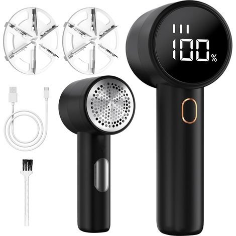 Appareil d'épilation, appareil d'épilation électrique portable et rechargeable, 3 vitesses réglables, écran LED, convient pour couper les poils effilochés sur différents tissus, noir. (1/5)