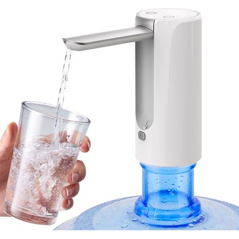 Dispensador de agua automático plegable tipo botella, dispensador de agua doméstico portátil de alta capacidad alimentado por batería, caudal ajustable, color blanco. (1/5)