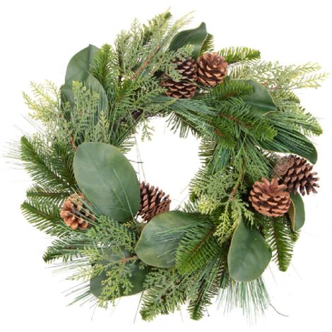 Corona verde di pigne in sintetico per decorazioni natalizie -Ø 30 cm (1/4)