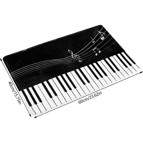 Tapis de cuisine imprimé numérique à motifs de touches de piano, absorbant et antidérapant, 40 x 60 cm (1/5)