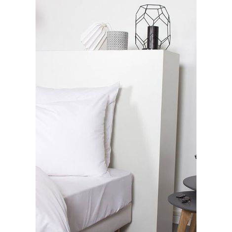 Drap Housse - Coton - 160x200 cm - Anti Acariens - Bonnet 25 cm - Blanc
