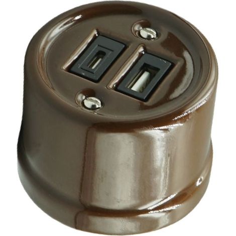 Prise USB en saillie, porcelaine brune, type A + type C, 10 A