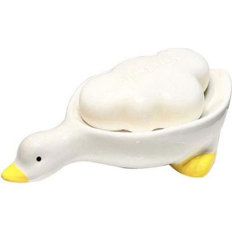 Porte-Savon Céramique - Avec Drainage Incliné - Pour Salle De Bain Douche Cuisine - Blanc - 2 Pièces (1/4)