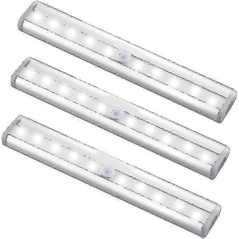Lot de 3 lampes LED rechargeables USB améliorées avec détecteur de mouvement magnétique et 10 LED (1/5)