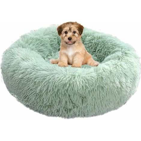 Dog Basket Round Cat Basket Fluffy Pet Bed Cushion Soft and Comfortable, Warm, Waterproof, Non-slip and Washable Dog Cushion Suitable for Cats, Dogs Light green40 (1/5)