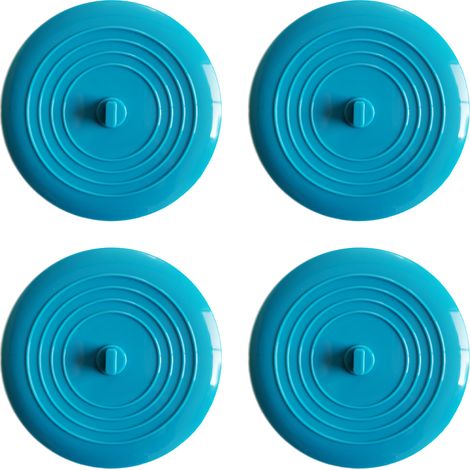 Bouchon de baignoire, bouchon de vidange en silicone, bouchon pour cheveux, couvercle à ventouse plat pour accessoires de cuisine et de salle de bain et de linge (bleu) (1/5)