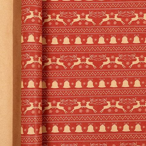 Papier cadeau de Noël (43 cm de large x 3 m de long), grand format, papier kraft écologique.