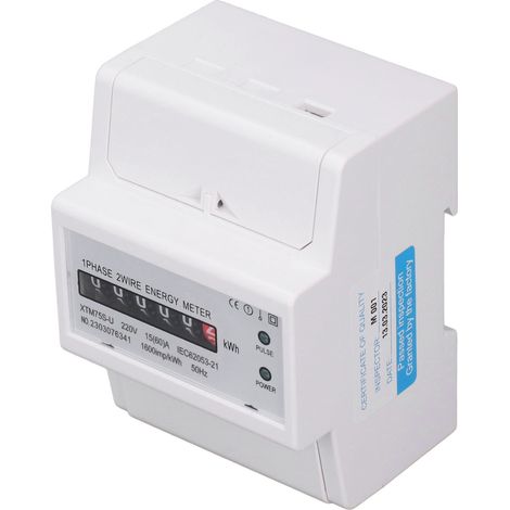 Einphasiger DC220V-Energiezähler, 4-polige Digitalanzeige, 35-mm-DIN-Schiene, elektrische Leistungsmessung, zuverlässiges Messgerät für Schalttafeln. (1/5)