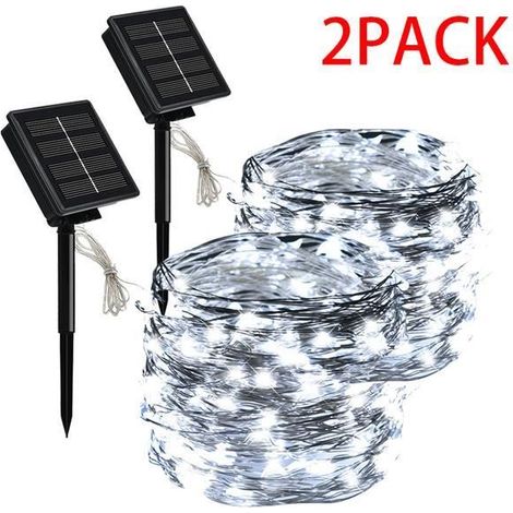 Solar-Girlande 2-teilig weiß 5 Meter 50 LED - wasserdicht - Außendekoration - ideal