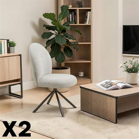 Chaise pivotante bouclette sable pied gris (lot de 2) BERLIN (1/5)