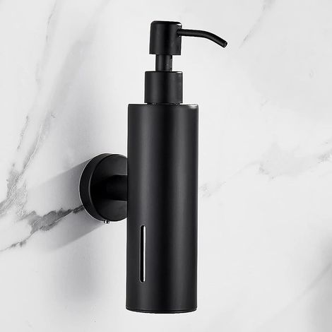 Dispensador de jabón redondo de 300 ml para montaje en pared, de acero inoxidable, con llenado superior e indicador de nivel de jabón, de fácil instalación. (1/5)