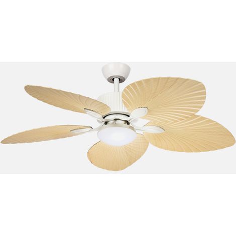 Ventilador Dc Torcal 24w Blanco/haya 5aspas 6vel 130d 2880lm 3000-4500-6500k Remoto+memoria+temporizador