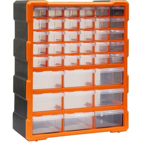 Werkzeugkasten/Aufbewahrungsbox aus Kunststoff mit 39 Schubladen, Schrauben- und Werkzeugschrank – 38 x 16 x 47,5 cm – Sicher und ungiftig