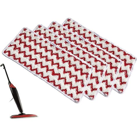 Lot de 4 Housses de Rechange pour Nettoyeur Vapeur Steam XXL Power Pad Lavable en Rouge (1/5)