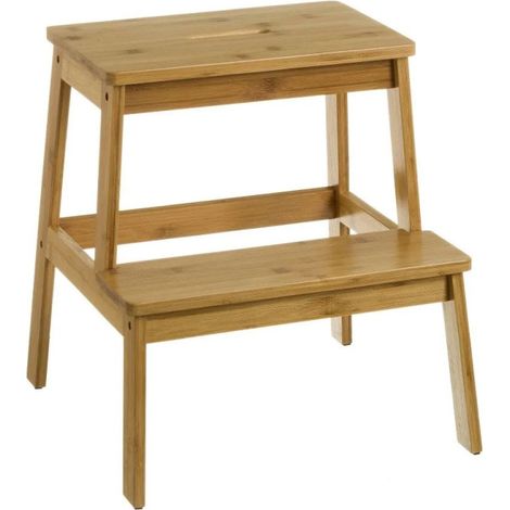 Escabeau Marchepied en Bambou 2 Marches - Hauteur 47cm